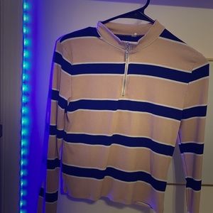 Blue and pink sweatshirt has a zipper worn once